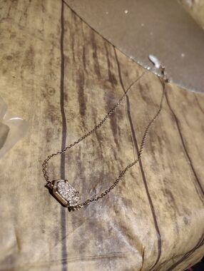 Pavé Oval Gold Necklace with Sparkling Pendant